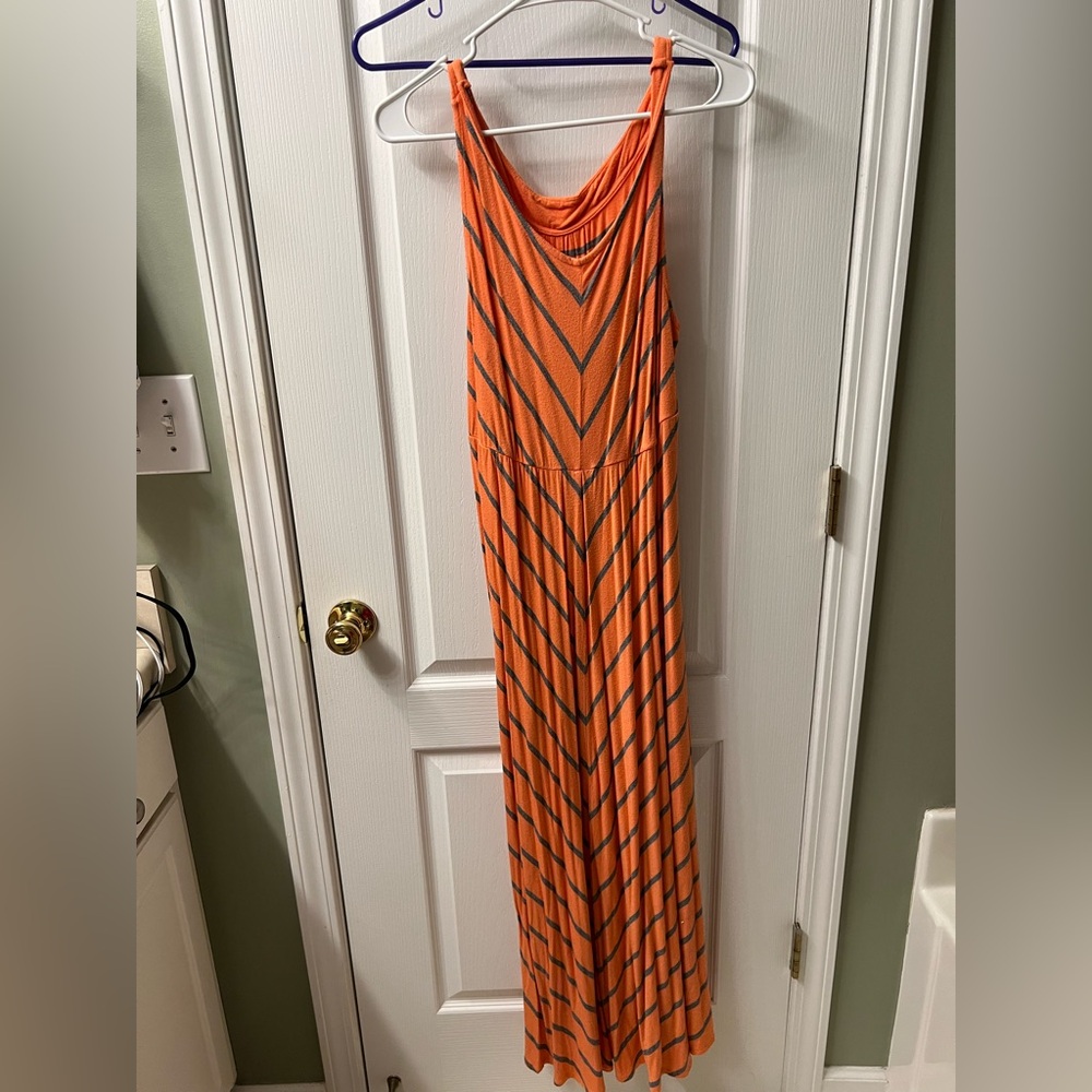 Liz Lange for Target Orange and Gray Striped Maternity Dress